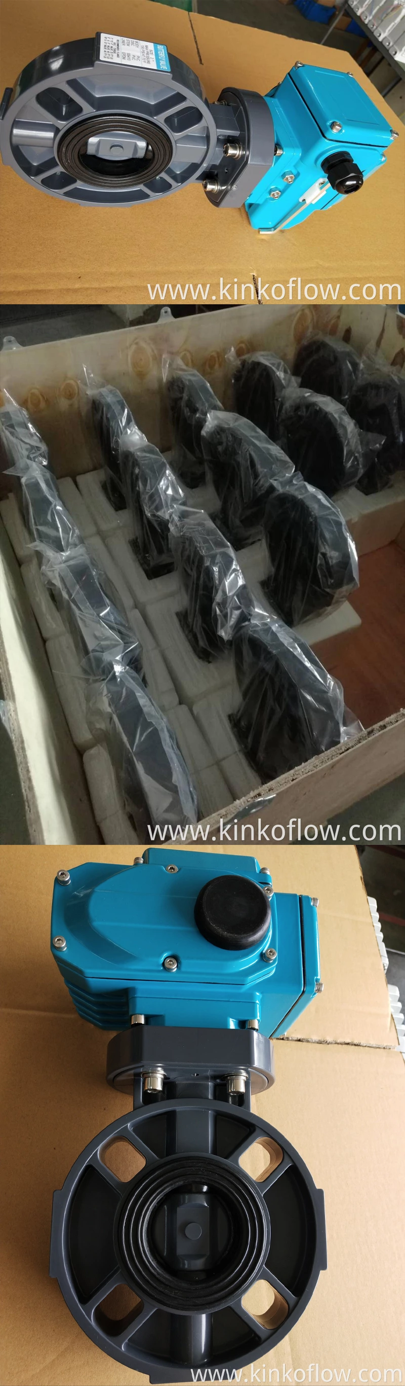 Elektrikli Çift Kelepçeli UPVC Kelebek Vana