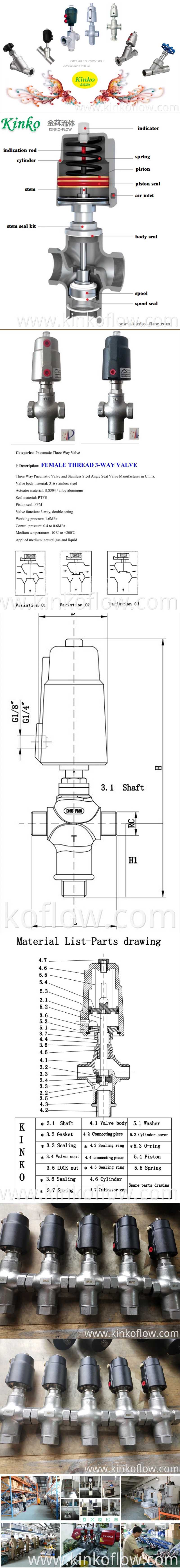 PA PNEUMATIC 3 Yollu Dişli Açılı Oturma Valfi